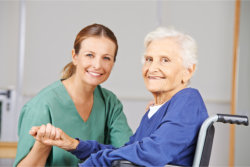 caregiver taking care of an elder